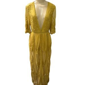 Nomad Yellow Embroidered Maxi Dress